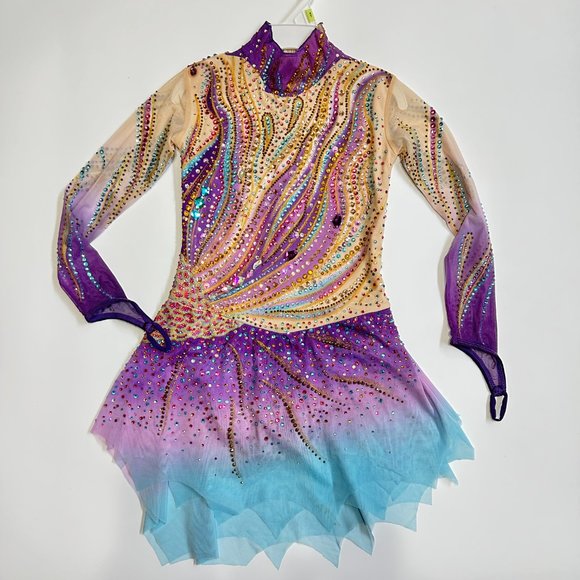 New Figure Skating Dress Size 8 (4~6T) with Hair Scrunchies (110~120cm) - Picture 3 of 12